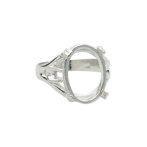 Ring, sterling silver, branch-style band with 18x13mm 4-prong oval setting, size 11. Sold individually.