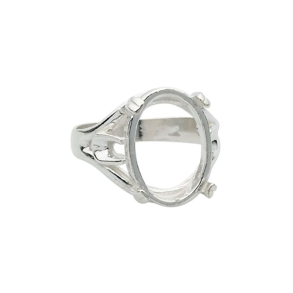 Ring, sterling silver, branch-style band with 18x13mm 4-prong oval setting, size 11. Sold individually. image number 0