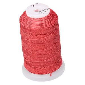 Thread, Purely Silk™, red, size E. Sold per 200-yard spool.