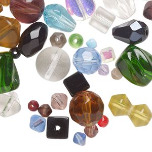Bead, glass / lampworked glass / millefiori glass, pkg/15 inches, 4x2mm-24mm multi-shape, mixed colors.