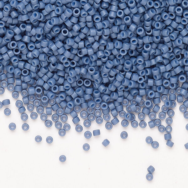 Seed bead, Miyuki Delica®, glass, pkg/50g, #11 round, opaque matte glazed luster navy blue. image number 0