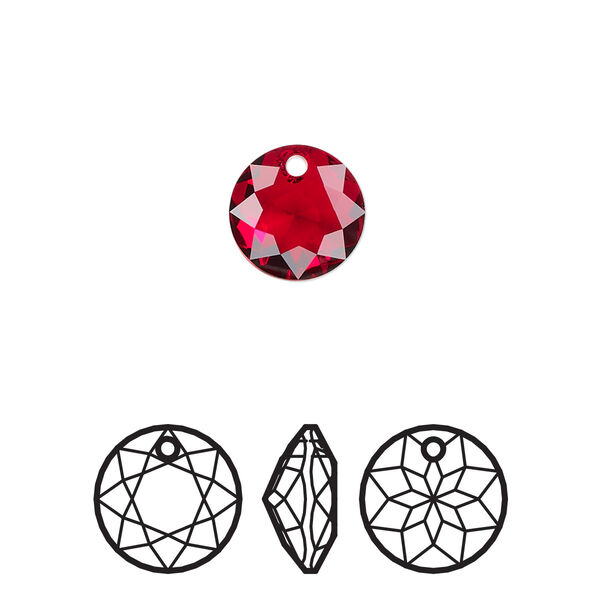 Drop 48pk Siam, Swarovski® 10mm pendant classic cut 6430 image number 0