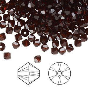Bead 1440pk smoked amber, Swarovski® 4mm XILION bicone 5328