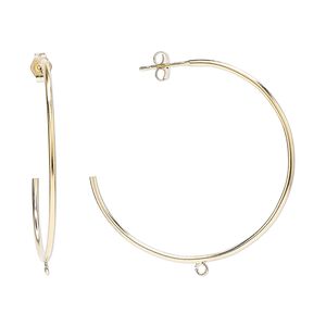 Earring hoop 1pkg2 14Kt gold-filled, 38mm 3/4 round / open loop / 21 gauge 1 pair
