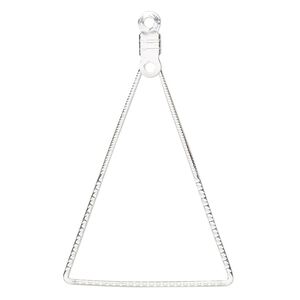 Beading hoop, silver-plated steel, 39.5x39.5x25mm single-sided open triangle with notched design and closed loop. Sold per pkg of 10.