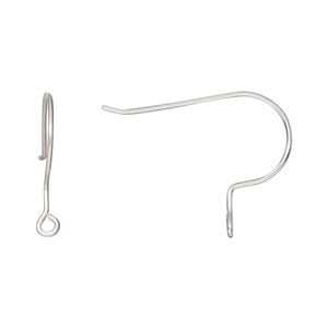 Ear wire fishhook 1pkg8 silver-plated, 19mm / perpendicular open loop, 21 gauge brass 4 pair