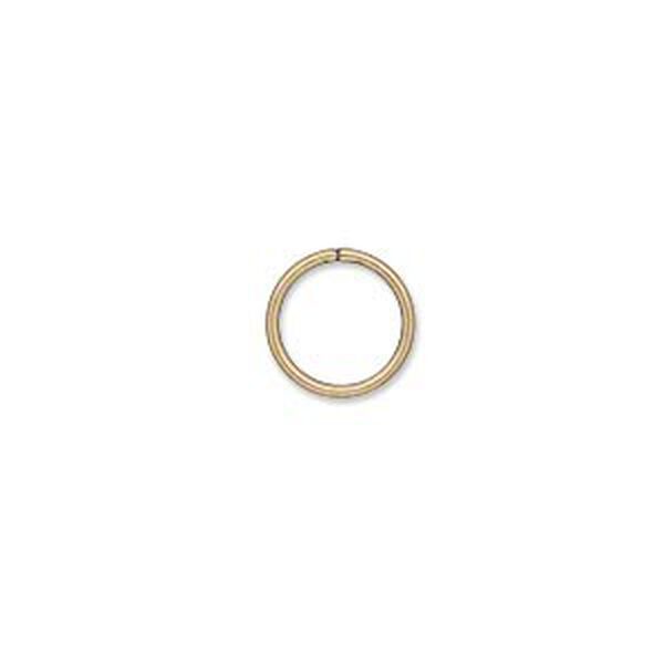 Jump ring, antique gold-plated brass, 10mm soldered round, 8mm inside diameter, 18 gauge. Sold per pkg of 100. image number 0