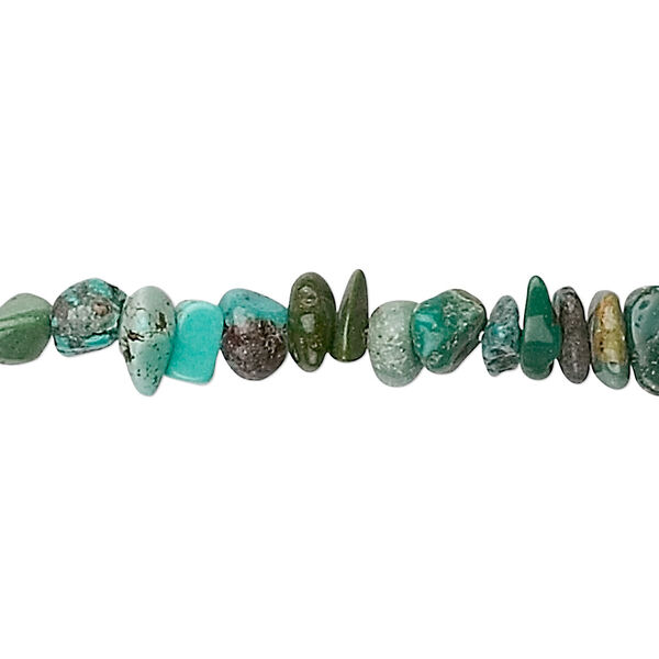 Bead, turquoise (dyed / stabilized), blue, small to large chip, Mohs hardness 5 to 6. Sold per 15-1/2 to 16-inch strand. image number 0
