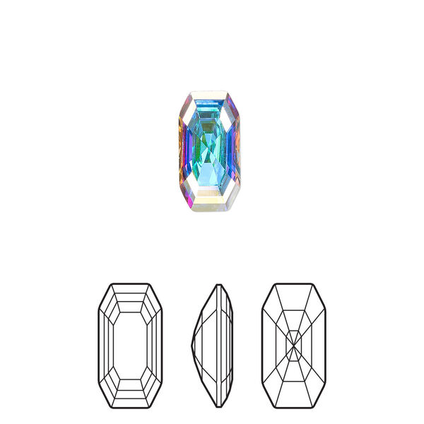 Fancy stone 2pk crystal AB foil back, Crystal Passions® 12x6mm elongated imperial 4595 image number 0
