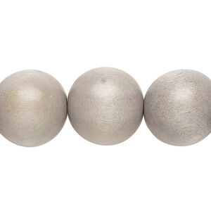 Bead, Taiwanese cheesewood (dyed / waxed), grey, 15-16mm round. Sold per 15-1/2" to 16" strand.
