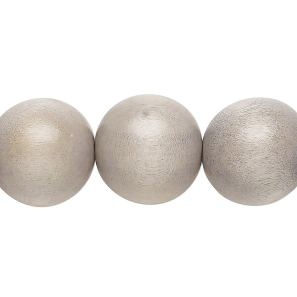 Bead, Taiwanese cheesewood (dyed / waxed), grey, 15-16mm round. Sold per 15-1/2" to 16" strand. image number 0