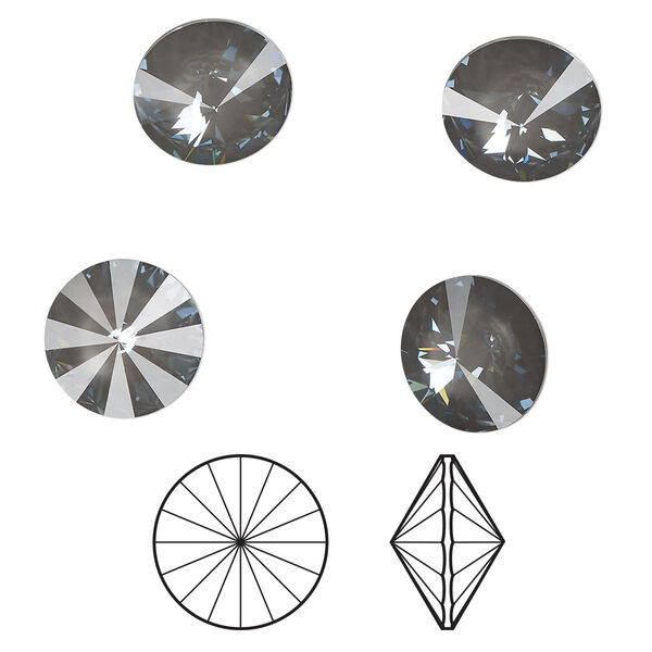 Chaton 144pk crystal dark grey ignite LacquerPRO, Swarovski® 12mm rivoli 1122 image number 0