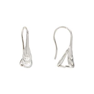 Ear wire 1pkg2 sterling silver, 19mm interlocking open teardrops / ice-pick bail / 5mm grip length, 20 gauge 1 pair