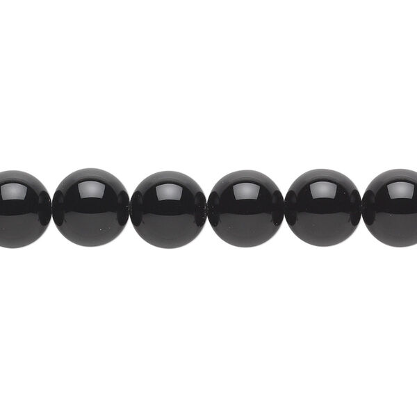 Bead, black onyx (dyed), 8mm round, A- grade, Mohs hardness 6-1/2 to 7. Sold per 15-1/2" to 16" strand. image number 0