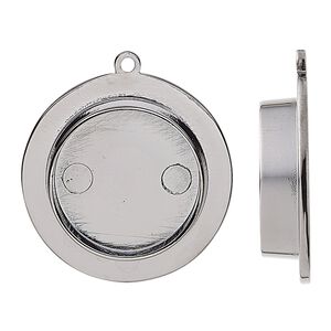 Drop, gunmetal-plated "pewter" (zinc-based alloy), 28mm round with 19mm non-calibrated round setting. Sold individually.