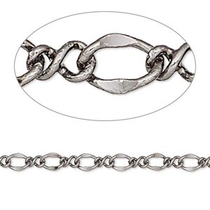 Chain 1pkg1 gunmetal-plated figure 8, 4mm flat, brass 50 foot unfinished