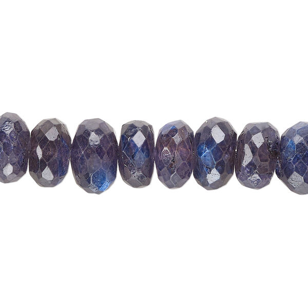 Bead, blue labradorite (coated), 9x4mm-11x6mm hand-cut faceted rondelle, B- grade, Mohs hardness 6 to 6-1/2. Sold per 14-inch strand, approximately 60 beads. image number 0