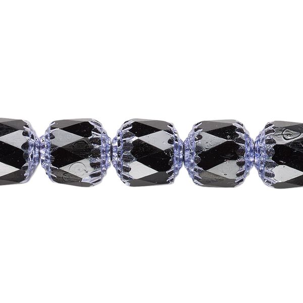 Bead, Czech glass, opaque jet and metallic purple, 10mm round cathedral. Sold per 15-1/2" to 16" strand. image number 0