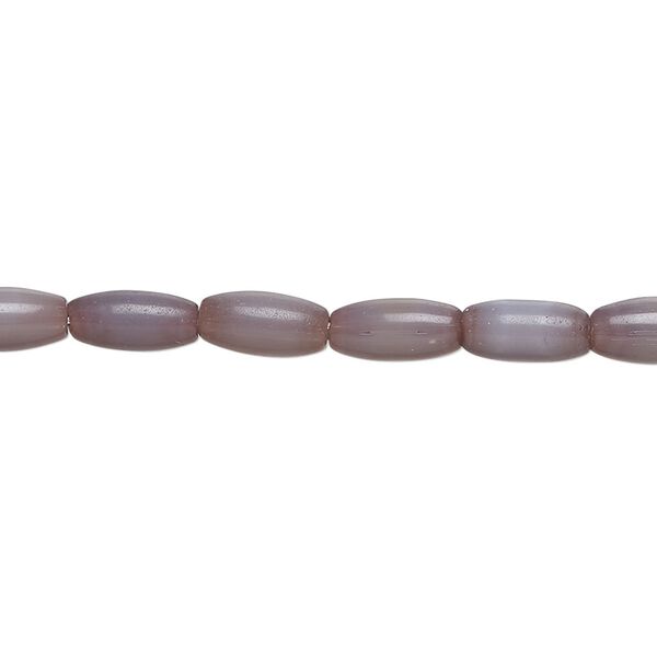 Bead, fiber optic glass, pkg/14 inch, opaque lavender, 8x5mm center-drilled oval. image number 0