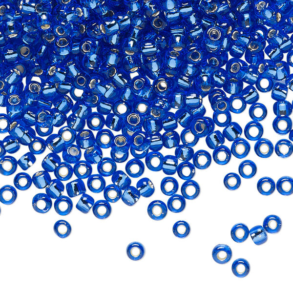 Seed bead, TOHO BEADS®, glass, pkg/250g, #8 round, transparent silver-lined sapphire (TR-08-35). image number 0