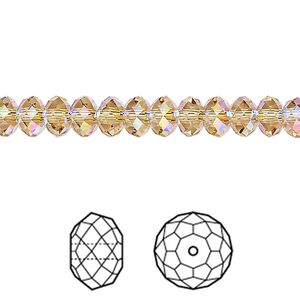Bead 144pk light Colorado topaz shimmer 2X, Crystal Passions® 6x4mm rondelle 5040