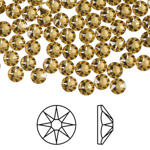 Flat back 144pk dark jonquil foil back, Crystal Passions® Regenerated 4.6-4.8mm rose round SS20 2088