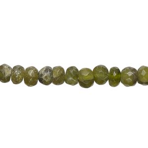 Vesuvianite 1pkg1, hand-cut faceted rondelle / round bead natural 14 inch 5x3mm-6x5mm