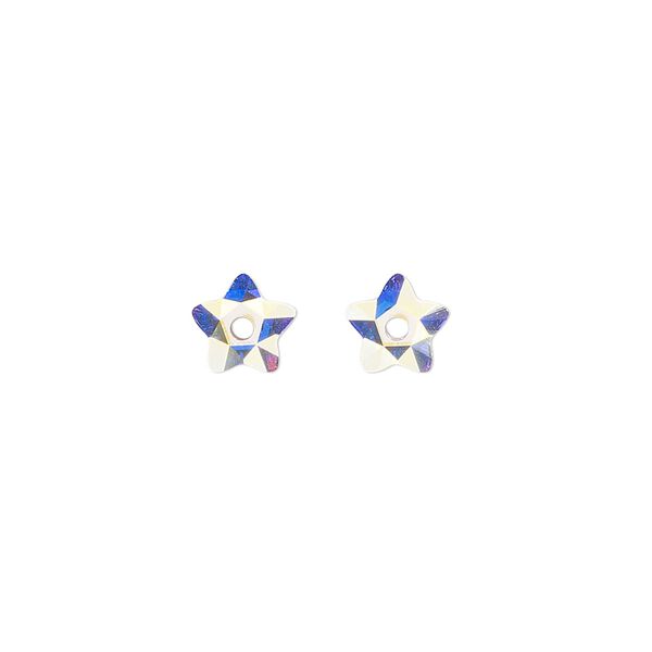 Bead 2pk crystal AB foil back, Crystal Passions® 7mm star flower 3754 image number 0