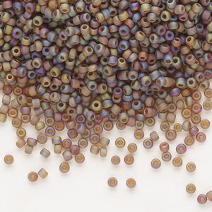 Seed bead, Dyna-Mites™, glass, pkg/40g, #11 round, translucent frosted rainbow root beer, (24FAB 11/0 RR).