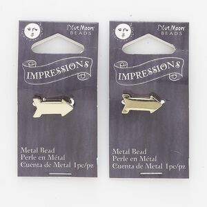 Bead, gold-finished "pewter" (zinc-based alloy), 16x8mm arrow with 2mm hole. Sold per pkg of 2.