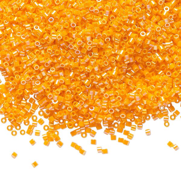 Seed bead, Delica®, glass, pkg/7.5g, #15 round, opaque rainbow mandarin orange (DBS-1573). image number 0