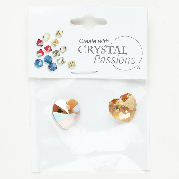Drop 1pkg2 light Colorado topaz shimmer, Crystal Passions®, 14mm pendant heart 6228 image number 0