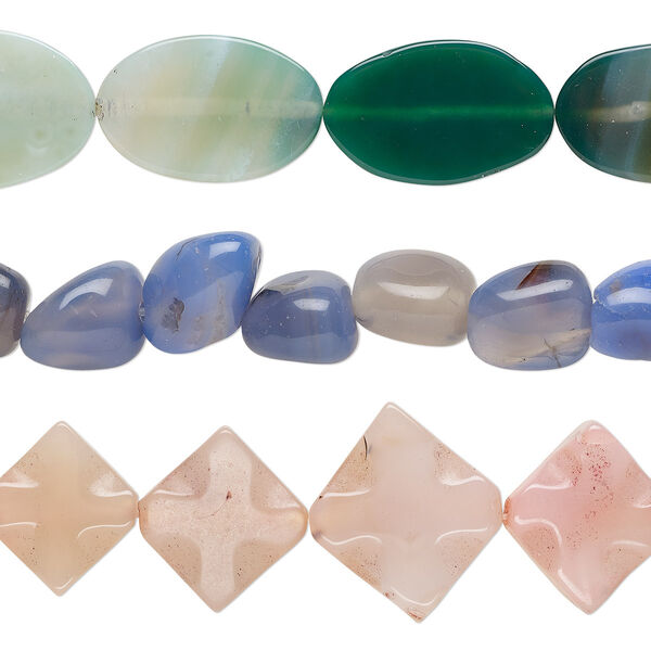 Agate 1pkg3, mixed shape bead C- grade, 13 inch mix 12x9mm-30x20mm image number 0