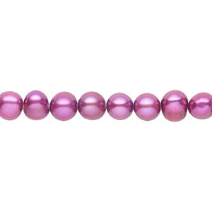 Pearl 1pkg1 cultured freshwater, 6-8mm semi-round with 0.4-0.6mm hole D grade, 14-inch dyed mulberry