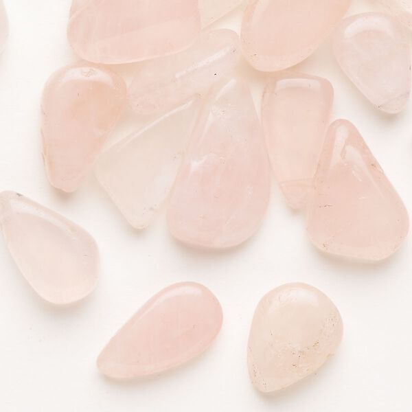 Rose quartz 1pkg24, top-drilled Hawaiian chip bead natural extra-large image number 0