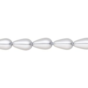 Pearl 10pk light grey, Preciosa Czech crystal 10x6mm pear