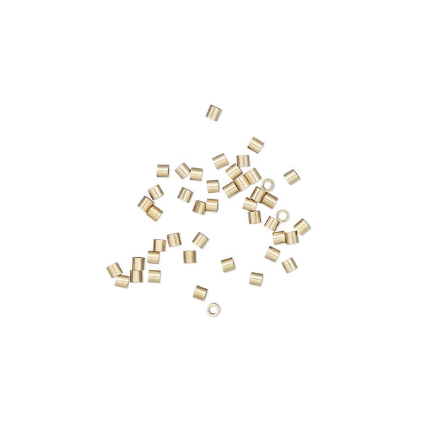 Crimp, 14Kt gold-filled, 1.1x1mm micro cut tube, 0.6mm inside diameter. Sold per pkg of 50. image number 0