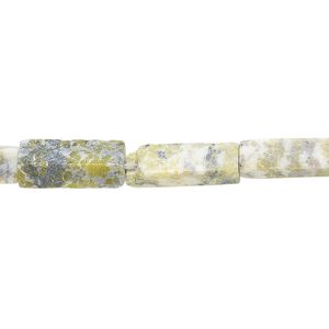 Yellow "turquoise" (serpentine with quartz) / magnetite 1pkg1, square tube bead natural 15 inch 11x4mm-14x5mm