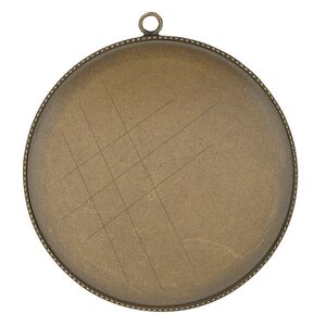 Focal, antiqued brass, 39mm round with beaded edge and 38mm round bezel setting. Sold per pkg of 2.