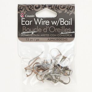 Ear wire fishhook assortment 1pkg12, 20mm / 4mm grip length, 21 gauge multi-finished steel 6 pair