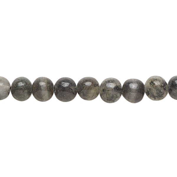 Bead, black spotted quartz (natural), 5-6mm hand-cut round, C grade, Mohs hardness 7. Sold per 14-inch strand, approximately 65 beads. image number 0