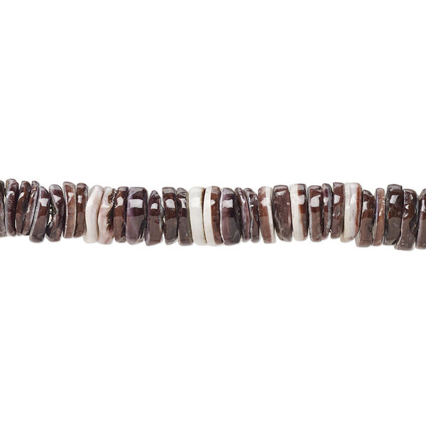 Bead, violet oyster shell (natural), pkg/16 inches, 6mm center-drilled heishi. image number 0