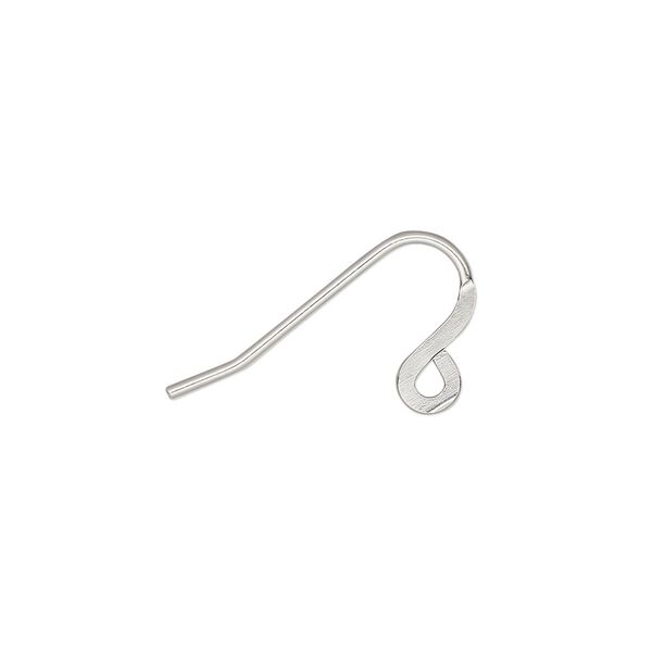 Ear wire fishhook 1pkg20, 12.5mm flat / open loop, 19 gauge stainless steel 10 pair image number 0