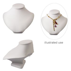 Display, necklace, leatherette, white, 7 x 9 x 8 inches. Sold individually.