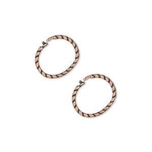 Loop Lock™, JBB Findings, antique copper-plated brass, 12mm twisted round. Sold per pkg of 2.