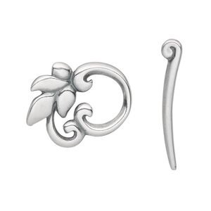 Clasp toggle 1pkg1 silver-plated pewter (tin alloy), 22x20mm round, antique JBB Findings 1-strand