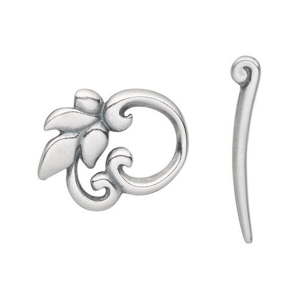 Clasp toggle 1pkg1 silver-plated pewter (tin alloy), 22x20mm round, antique JBB Findings 1-strand image number 0