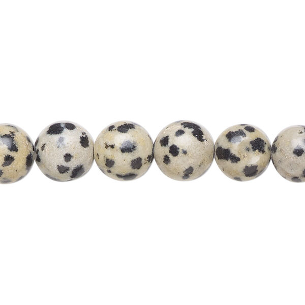 Bead, Dalmatian jasper (natural), 8mm round, B grade, Mohs hardness 6-1/2 to 7. Sold per 15-1/2" to 16" strand. image number 0