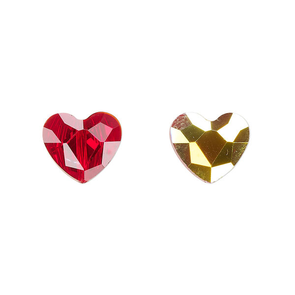 Bead 2pk red AB, Celestial Crystal® 12x10mm heart image number 0