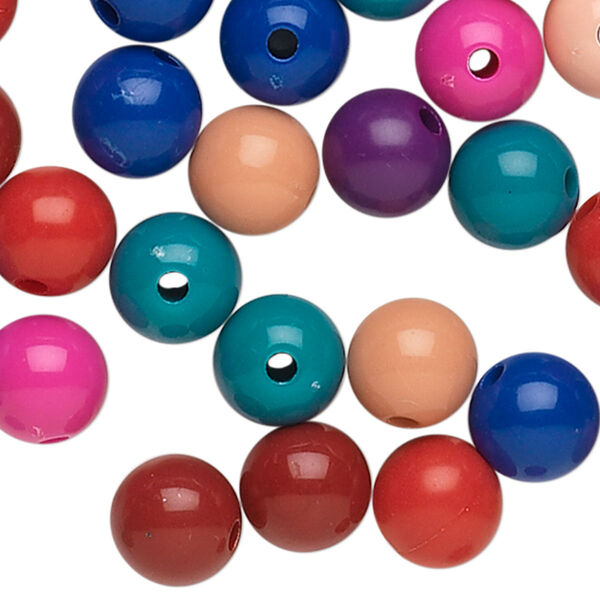 Bead, acrylic, opaque autumn colors, 10mm round. Sold per pkg of 288 (2 gross). image number 0